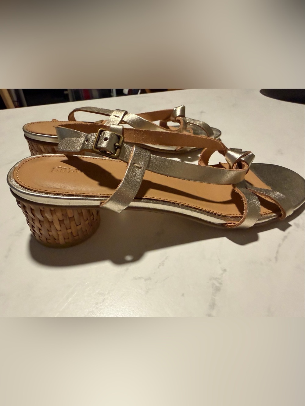 Soludos Leather Gold Metallic Strappy Women's Sandals